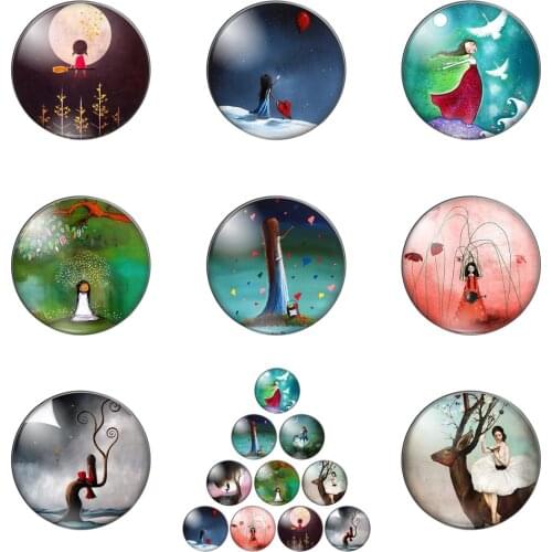 Beautiful Princess Girl Fairy Tale Comic Expect Fine 12mm/20mm/25mm/30mm Photo Glass Cabochon Demo Flat Back Making Findings