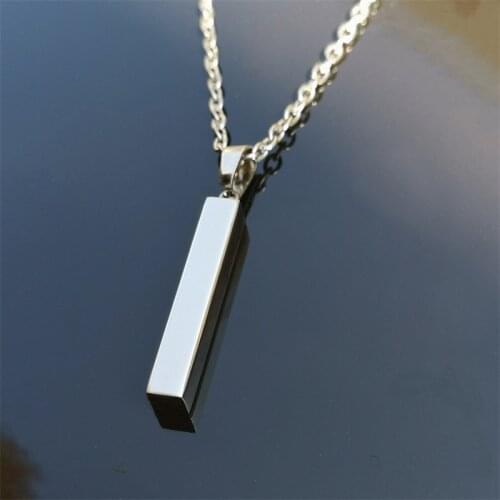 Simple Stainless Steel Rectangle Pendant Necklace For Women Men Stainless Steel Pendant Hip Hop Cool Fashion Jewelry Gifts
