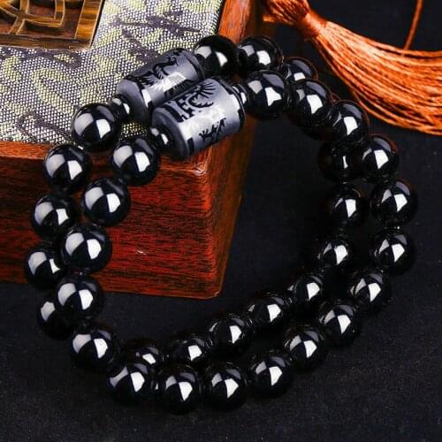 Hot-selling Accessories Crystal Obsidian Lovers Dragon and Phoenix Bracelet Men String Women String Beads Bracelet This Year