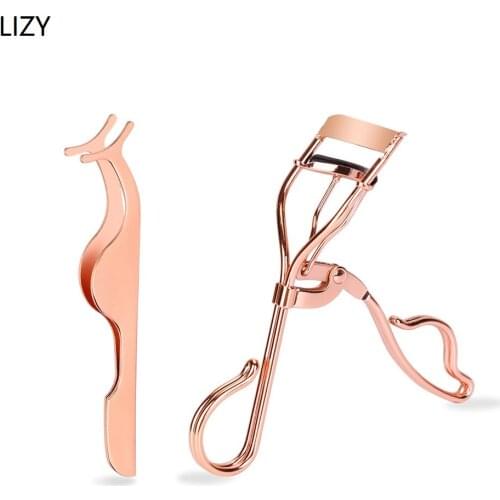 LIZY Rose Gold Eyelashes Curler with False Eyelash Assistant Eyelash Accessories Wholesale Lash Curler Makeup Tools