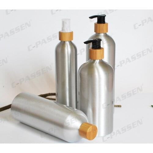 100ml 150ml 250ml Aluminum Refillable Bottle bamboo Spray Bottle Fine Mist wooden Pump Storage Cosmetic Packaging Container
