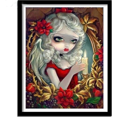 Desenhos animados menina mosaico redondo completo diy 5d diamante pintura kits imagem de strass parede arte decoração hobbies e