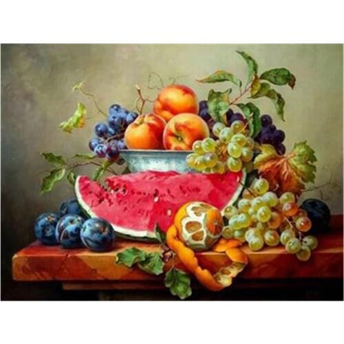 Fruit Kitchen DIY Embroidery Cross Stitch 11CT Kits Craft Needlework Set Cotton Thread Printed Canvas Home Dropshipping
