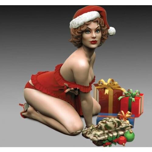 Unpainted Christmas Girl GK Resin Figure 1/24 Scale Model Kit Resin Colorless Self-Assembled Toy No.78