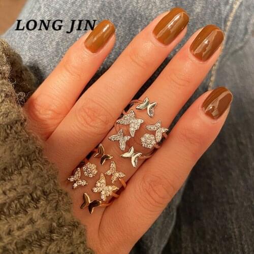 Butterfly Zircon Open Ring Trend Personality Adjustable Ring Atmospheric Luxury Super Gold Color For Women Wedding Jewelry Gift