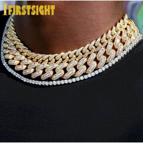 New Iced Out Bling 18mm CZ Heavy Chunky Cuban Chain Necklace Silver Color 5A Zircon Choker Hip Hop Fashion Men Women Jewelry
