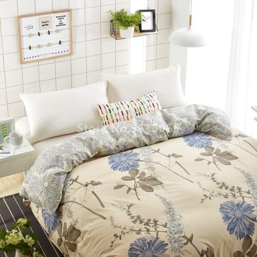 1 Piece Yellow Chrysanthemum Duvet Cover with Zipper Cotton Quilt or Comforter or Blanket Case Pastoral Printing 24