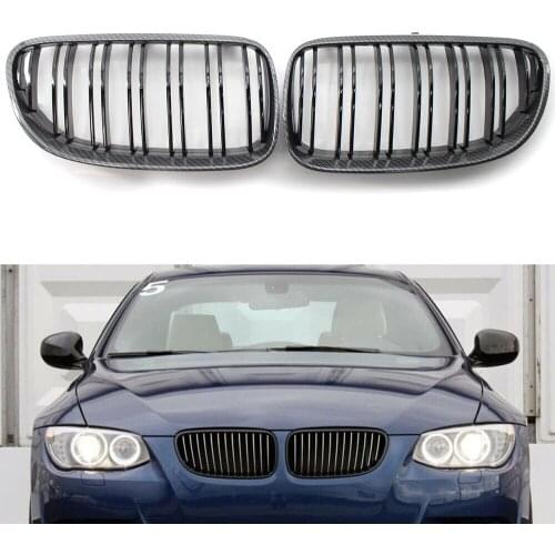 Carbon Fiber Frame Grill Black Dual Slat Front Grille fits BMW E92 E93 LCI 10-14