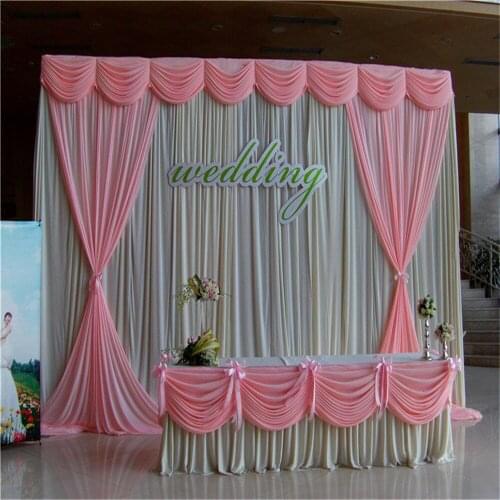 Wedding curtain 10ftx10ft sequin wedding backdrop curtain with swag backdrop/ romantic Ice silk stage curtain decoration