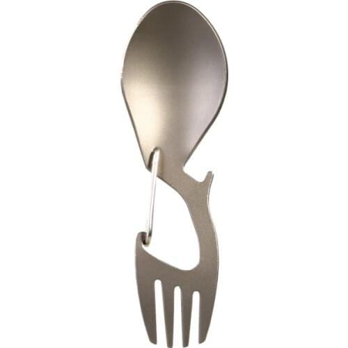 Camping Outdoor Picnic titanium Spoon Tableware titanium Fork Ultralight pure titanium Spork Useful