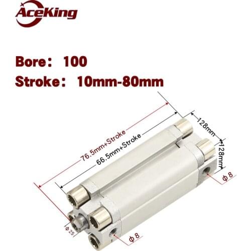 Thin compact cylinder advu100-5, 10, 15, 20, 30, 50, 100-a-p-a - ADVU100-10 ADVU100-15 ADVU100-20 ADVU100-25 ADVU100-30