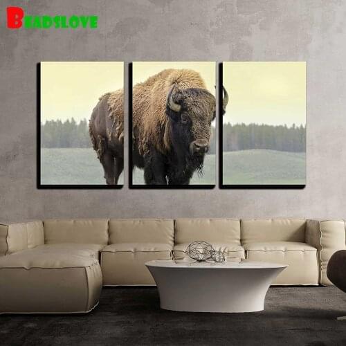 Triptych Prairie Bison,wild animals 5D Diy Diamond Painting Full Square Diamond Diamant Mosaic Pasted diamond embroidery