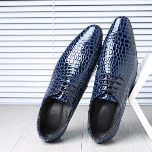 Men Dress Shoes Nice Autumn PU Leather Luxury Formal Wedding Business Mens Shoes Pointed Toe Lace Up Male Footwear Big Size