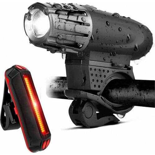 Bike Lights Bicycle Lights Front and Back USB Rechargeable Bike Light Set Super Bright Front and Rear Flashlight LED Headlight T