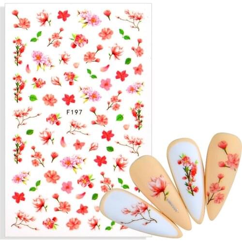 Cherry Blossom Nails Art Manicure Back Glue Decal Decorations Design Nail Sticker For Nails Tips Beauty