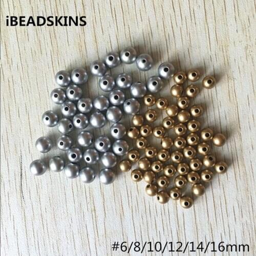 Choose size and color) Metallic matte silver/gold color Acrylic Round Beads for Jewelry DIY (Design as shown)
