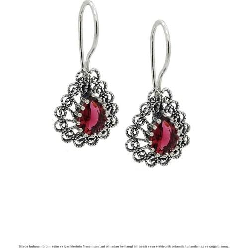 Filigree Lal Cubic Zirconia Silver Women 'S Earrings