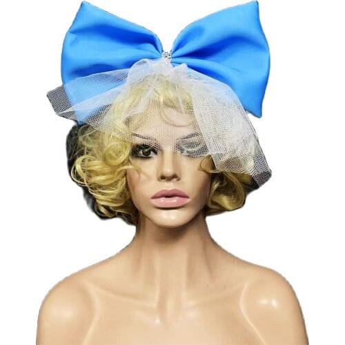 Gauze Mesh Big Bow Head Decoration Accessories Stage Wear Lady Party Evening Costume Bar Dance Halloween Ladies Performance Suit