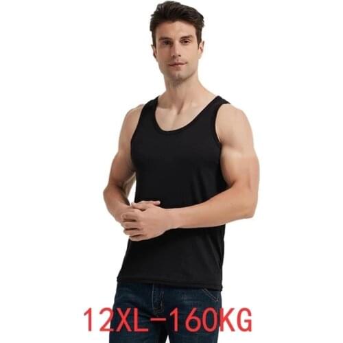 Large size mens vest large stretch sports plus size XL 7XL 5XL 12XL summer sleeveless round neck loose blue black tops