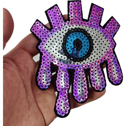 1 pcs new eyeball pink patch Sequined Eyeball Patch for Clothes Bags Iron on Patch DIY Decoration Stickers Sequins Eye Appliques