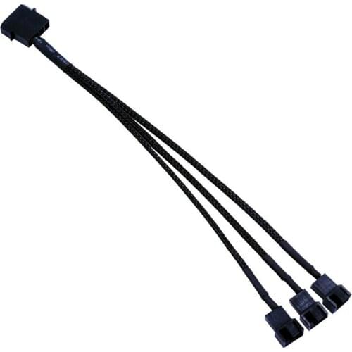 1pcs Splitter Black Sleeved 26.5cm Length Extension Cable Connector High Quality 4 Pin PWM Fan Cable 1 To 3 Ways