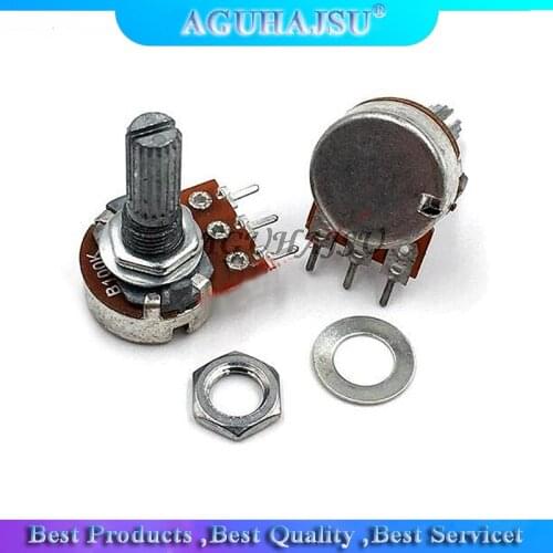 10pcs WH148 B1K B2K B5K B10K B20K B50K B100K B500K 3Pin 20mm Shaft Amplifier Dual Stereo Potentiometer 1K 2K 5K 10K 50K 100K