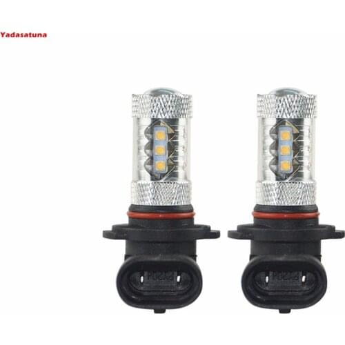 2Pcs H10 9145 PY20D High Power 80W Sharp Chips 6000K White LED Lights Bulbs for Car Truck Fog Lights Lamps Replacement