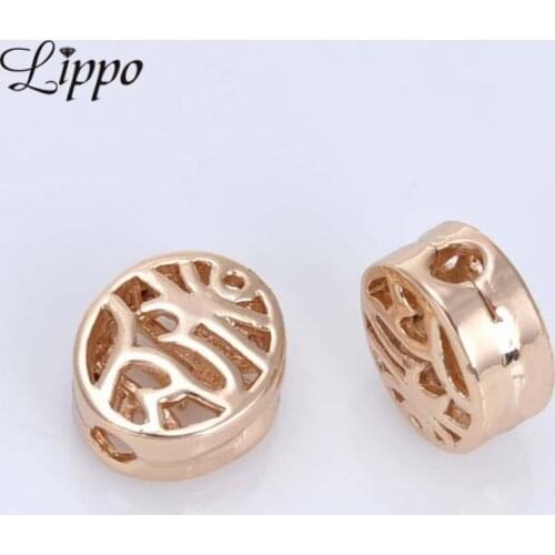 20pcs 24K Gold oval Beads Hollow 8*9mm Bead DIY Jewelry Making Parts Bracelet Findings