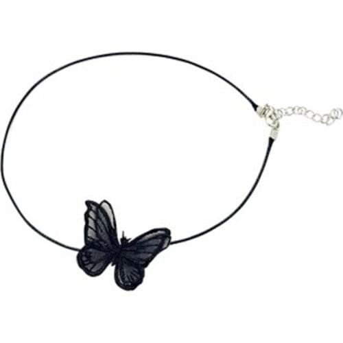 2020New pattern European and American Sexy Lace Bow collarbone chain women charm Korean White / Black Lace Butterfly Necklace