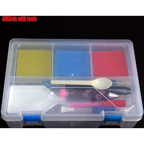 48Girds with tools Storage Box Plastic Holder For jewelry Rings Rhinestone Diamond Painting Organizer Transparent Display