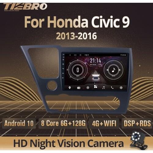 TIEBRO 2DIN Android10 Car Radio For Honda Civic 9 2013-2016 GPS Navigation Stereo Receiver Car Multimedia Player Auto Radio IGO