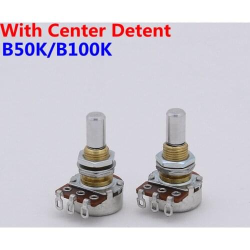 B50K/B100K Brass Bushing Solid Shaft Balance Potentiometer(POT) With Center Detent For Electric Bass Parts