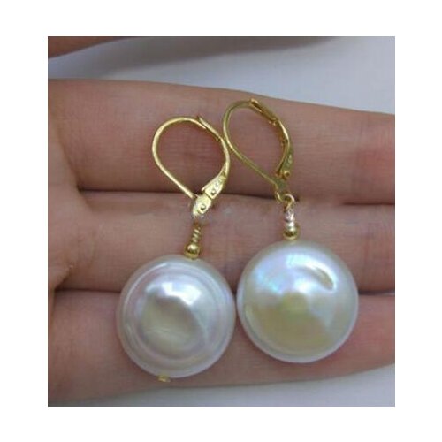 Free shipiing Huge 12-13mm White Baroque South Sea Pearl Earrings 14K/20 hook