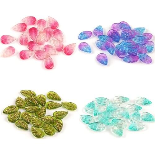 20pcs/lot Leaves Czech Glass Lampwork Loose Spacer Beads for Needlework Jewelry Making Diy Charms Bracelet Earrings Accessories