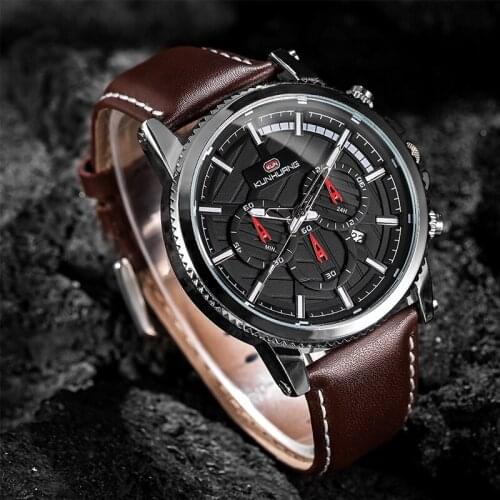 Top Brand Luxury Watches Sport Clock Alloy Case Wristwatch Leather Strap Luminous Chronograph Quartz Watch Men Relogio Masculino