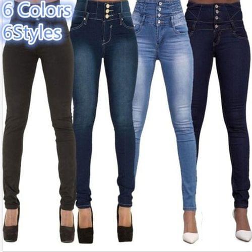 Jeans Women Slim Long High Waisted Tight Jeans Sexy Fashion Jeans Womens Pants Denim Jeans High Casual Button Blue Black Jeans