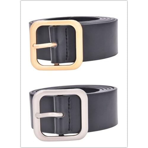 JCAAAP Square Metal Pin Buckle Belts For Women Lady Girdle PU Leather Of Women Belt Wide Belt Female Belts