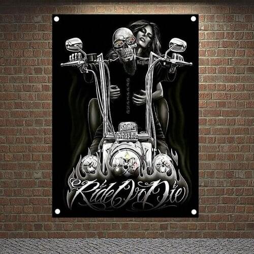 Skeleton Rider Posters Banners Wall Hanging Ornaments Skull Tattoo Art Flags Canvas Painting Wall Decor Wall Sticker Tapestry