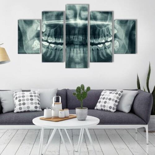 Picture Wall Popular Art Home Decoration 5 Panel Dental Canvas Oil Painting Modular For Living Room Modern Printing Type