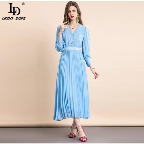 Синие летние платья LD LINDA DELLA China At AliExpress