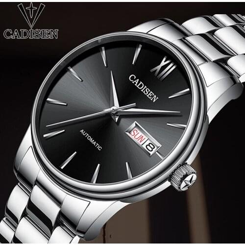 Cadisen mens watches mechanical stainelss steel business men wristwatch waterproof automatic fashion watches for men new NH36A