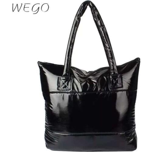 2020 female down new space bag Korean down sponge bag winter waterproof snow-proof shoulder bag cotton pu jacket bag