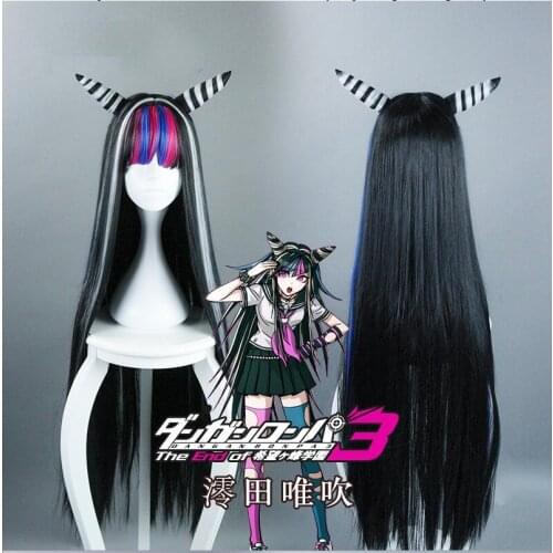 New Danganronpa Mioda Ibuki Cosplay Wig 100cm Long Heat Resistant Synthetic Hair Perucas Cosplay Wigs + Wig Cap