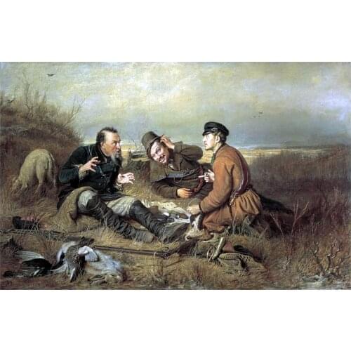 Hunters at rest By Vasilij Perov Posters And Prints Oil Painting on Canvas Wall Art Pictures For Living Room Decor
