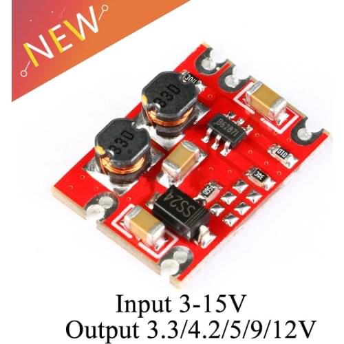 DC-DC Automatic Buck Boost Power Module Step Up and Down Board Input 3V-15V Output 3.3V/5V/4.2V/9V/12V Electronic DIY PCB