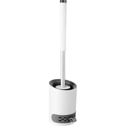 Toilet Brush Silicone Stainless Steel Long Handle Silicone Cleaning Brush, Standing Toilet Brush Set Toilet Brush Holder