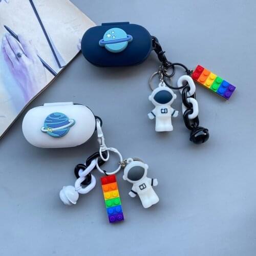 Cute Astronaut Cases For Samsung Galaxy buds Plus / buds + 2019 TWS Protective Cover Cartoon Space Pendant Earphone Cover 2020