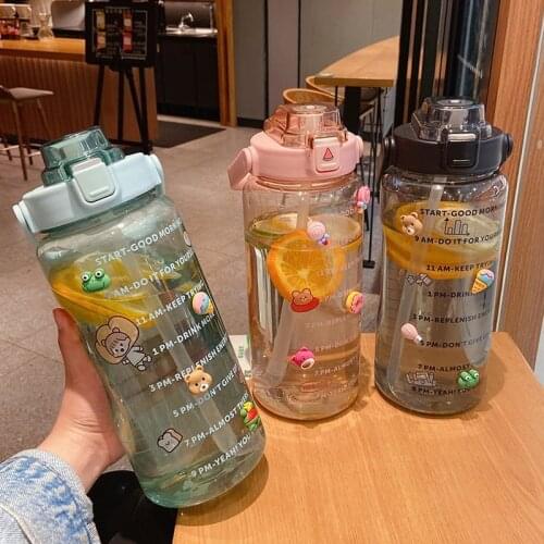 2L Sports Straw Water Bottle Bottle BPA-free Portable Capacity Fitness Bike Cup Summer Ice Cold Jug for Water Bottle Camping