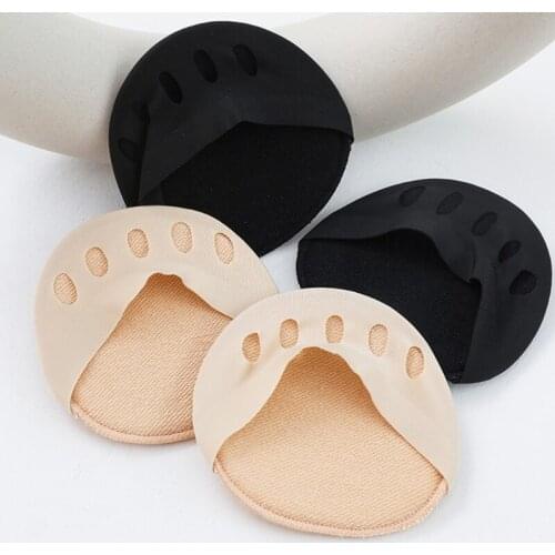 Women Summer Ice Silk Forefoot Pads Invisible High Heels Half Insoles Breathable Anti-Slip 5 Fingers Half-Toe Cushion