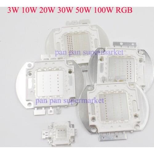 High Power LED Lamp Light Bulbs RGB Chip 3W 10W 20W 30W 50W 100W Red Green Blue White Diode 3 10 20 30 50 100 W Watt COB